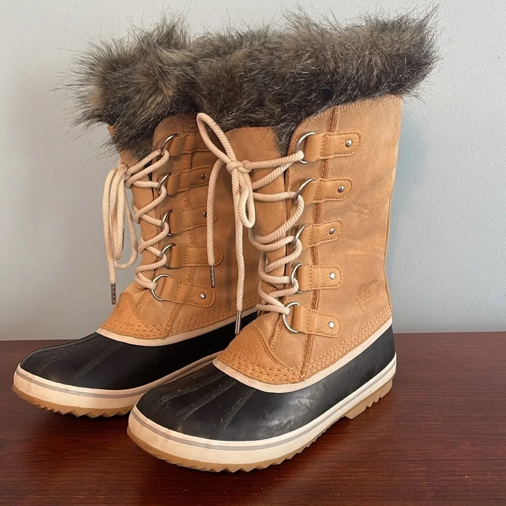 SOLD Sorel Joan of Arctic Tall Faux Fur Boots Lace Up Winter Duck Boot Size 10 - Picture 4 of 9